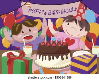 Celebrate Happy Birthday Party to Kids, Vector, Illustration