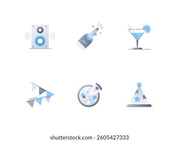 Celebrate a happy holiday - flat design style icons set