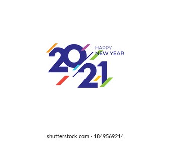 Celebrate Happy New Year 2021 Greeting Logo Design Template 