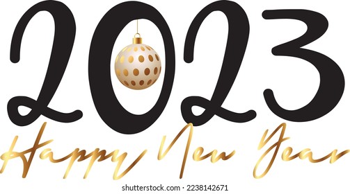 
Celebrate Happy New Year 2023 on White Background.