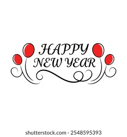 Celebrate the "Happy New Year" with colorful balloon lettering! This festive design captures joy and excitement with vibrant balloons and cheerful text, perfect for New Year greetings.