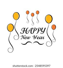 Celebrate the "Happy New Year" with colorful balloon lettering! This festive design captures joy and excitement with vibrant balloons and cheerful text, perfect for New Year greetings.