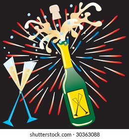 Celebrate the holidays with this fun champagne explosion and fireworks