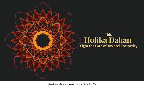 Celebrate Holika Dahan, a festival of joy and prosperity, symbolized by a vibrant, intricate floral design. The image features a beautifully arranged flower pattern, with a central sun motif, represen