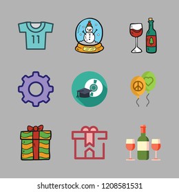 celebrate icon set. vector set about settings, soccer jersey, mortarboard and wine icons set.
