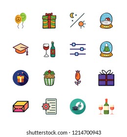 celebrate icon set. vector set about settings, giftbox, gift and day icons set.