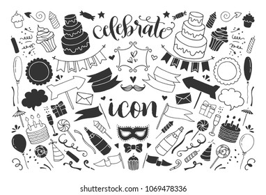 celebrate icon set vector illustration
