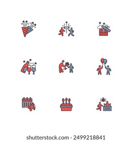 Celebrate icon set.vector.Editable stroke.linear style sign for use web design,logo.Symbol illustration.