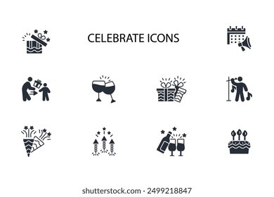 Celebrate icon set.vector.Editable stroke.linear style sign for use web design,logo.Symbol illustration.