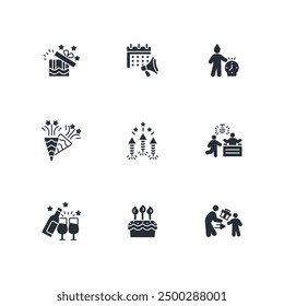Feiern Symbol set.vector.Editable stroke.linear style Zeichen für die Verwendung Web-Design, logo.Symbol-Illustration.