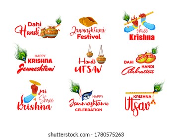 Celebrate illustration of banner, card poster for Lord Krishna in Happy Janmashtami festival of India ,Shri Krishan Janmashtami