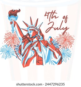 Celebrate independence day 4th July,vector illustration 2024.