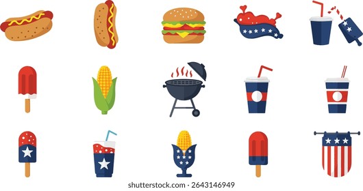 Celebrate Independence Day with Delicious Food and Festive Fun A Collection of Fourth of July Icons