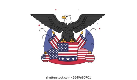 Celebrate independence day with patriotic american symbols and festive decorations an emblem of freedom and national pride