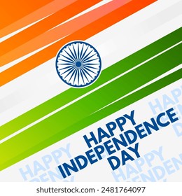Celebrate Independence Day with a striking background of tricolor stripes, showcasing the Ashoka Chakra prominently in the center, symbolizing the unity, freedom, and rich heritage of India.
