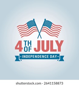 Celebrate Independence Day with this clean vector logo featuring crossed American flags and bold 4th of July text. Perfect for posters, t-shirts, banners, and patriotic designs.