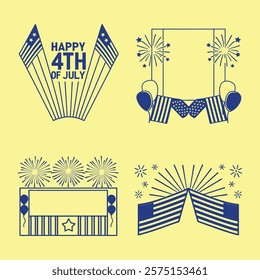 Celebrate Independence Day with a vibrant "Happy 4th of July" greeting card illustration featuring festive designs, perfect for sharing patriotic joy. Ideal for digital or printable use.