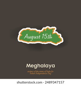 Celebrate independence of India with this unique Meghalaya vector sticker! Perfect for greeting cards, social media posts, and festive decorations. Capture the spirit of August 15th.