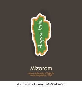 ¡Celebra la independencia de la India con esta pegatina de Vector Mizoram única! Ideal para tarjetas de felicitación, publicaciones en redes sociales y decoraciones festivas. Captura el espíritu del 15 de agosto.