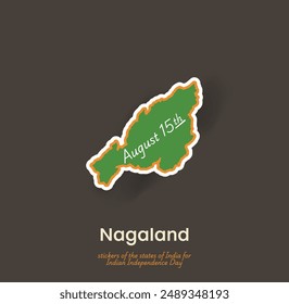 Celebrate independence of India with this unique Nagaland vector sticker! Perfect for greeting cards, social media posts, and festive decorations. Capture the spirit of August 15th.