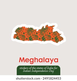 Celebrate independence of India with this unique Meghalaya vector sticker! Perfect for greeting cards, social media posts, and festive decorations. Capture the spirit of August 15th.