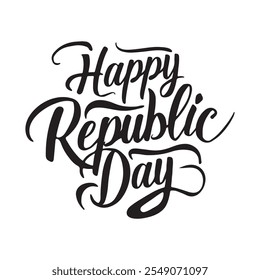 Celebrate Indian Happy Republic Day with a stunning typography T-shirt design, featuring vibrant vector illustrations, creative art, and a patriotic theme, perfect for any occasion.