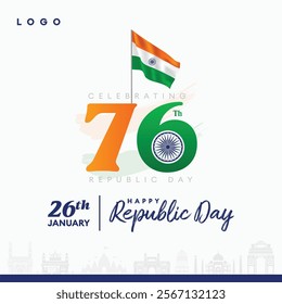 Celebrate India's 76th Republic Day with this clean and modern design