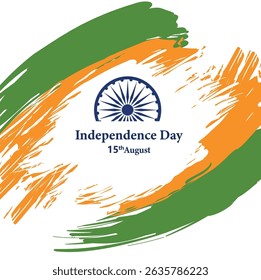 Comemore o Dia da Independência da Índia (15 de agosto) com este design expressivo de pinceladas. Possui açafrão arrojado e traços verdes representando a bandeira tricolor, com o Ashoka Chakra