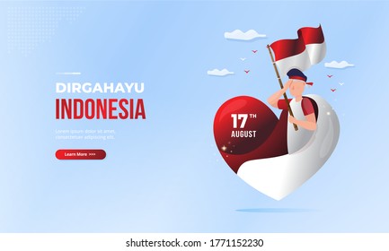 Celebrate of Indonesia independence day concept, Dirgahayu Indonesia means the anniversary of Indonesia on love symbol illustration