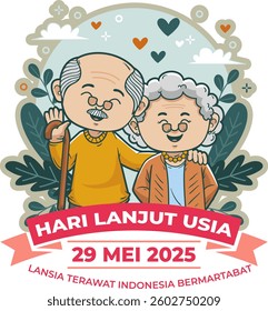 Celebrate Indonesian Elderly Day on May 29, 2025! An image of cheerful elderly couple holding hands, symbolizing love and care