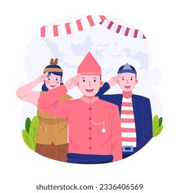 Celebrate Indonesian Independence Day with our vibrant character illustrations. 