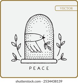 Celebrate the International Day of Peace on September 21st, symbolized by the dove of peace soaring over a united world. World Peace Day. Vector hand drawn flat cartoon illustration.