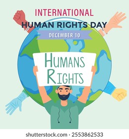 Celebrate International Human Rights Day with a vibrant and impactful design template! Highlight themes of equality, freedom, and justice. Perfect for events, social campaigns, and awareness posts.