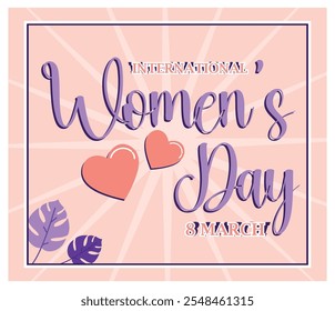 Celebrate International Women Day with this vibrant  featuring heart designs and bold text on a colorful background. Perfect for promoting women empowerment and gender equality events.