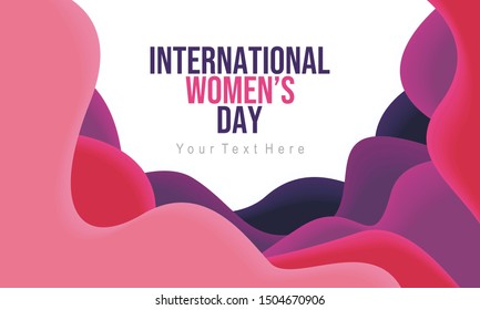 Celebrate International Women's Day. Creative 3d Paper Cut Wave Style. Designed for web, banner, background, wallpaper, poster, presentation, flyer, template, layout, etc. Suitable for your business.