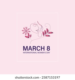 Celebrate International Women's Day with Minimalist Floral Silhouette Design Featuring Empowering Elements and March 8 Date