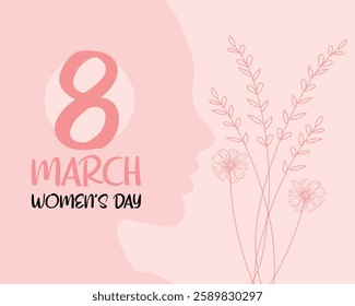 Celebrate International Women's Day on March 8th with this elegant design! Featuring a woman and roses in stunning colors, it's perfect for social media and greeting cards. Honor women in style