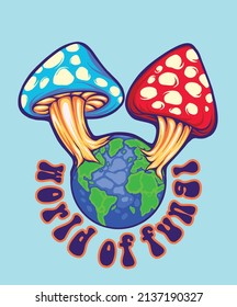 Celebrate international World of Fungus vector illustrations for your work logo, merchandise t-shirt, stickers and label designs, poster, greeting cards advertising business company or brands