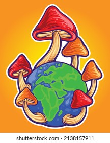 Celebrate international world mushrooms day vector illustrations for your work logo, merchandise t-shirt, stickers and label designs, poster, greeting cards advertising business company or brands