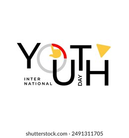 Celebre el Día Internacional de la Juventud con esta tipografía de logotipo vibrante y dinámico, que captura el espíritu y la energía de la juventud en un diseño moderno y atractivo. Ideal para promociones y eventos.