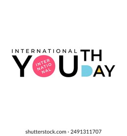 Celebrate International Youth Day with this vibrant and dynamic logotype typography, capturing the spirit and energy of youth in a modern, engaging design. Perfect for promotions and events.