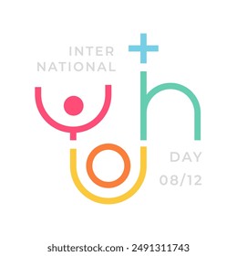 Celebrate International Youth Day with this vibrant and dynamic logotype typography, capturing the spirit and energy of youth in a modern, engaging design. Perfect for promotions and events.