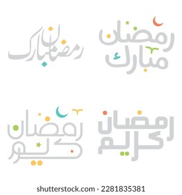 Celebrate Islamic Fasting Month with Ramadan Kareem Vector Illustration in Arabic.