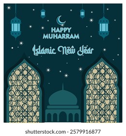 Celebrate the Islamic New Year with high quality designs featuring crescent moons, lanterns, mosque silhouettes and intricate patterns, which perfectly reflect the spirit and traditions of Muharram. 