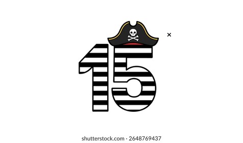 Celebrate the jolly roger pirate number fifteen with this awesome design