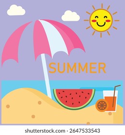 Celebrate the joy of summer with this cheerful flat-style digital illustration. 
