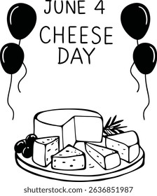 Celebrate june 4th national cheese day with delicious cheese and balloons