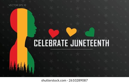 Celebrate Juneteenth Silhouette and Hearts