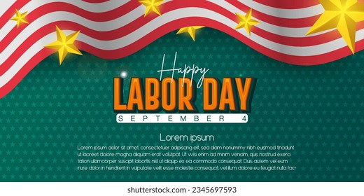 Celebrate Labor Day on September 4th with this 3D text design. Creative horizontal posters and banners for festival vector illustration.