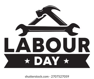 Celebre el Día del Trabajo con esta Ilustración vectorial con un martillo y una llave inglesa perfecta para homenajear a los trabajadores